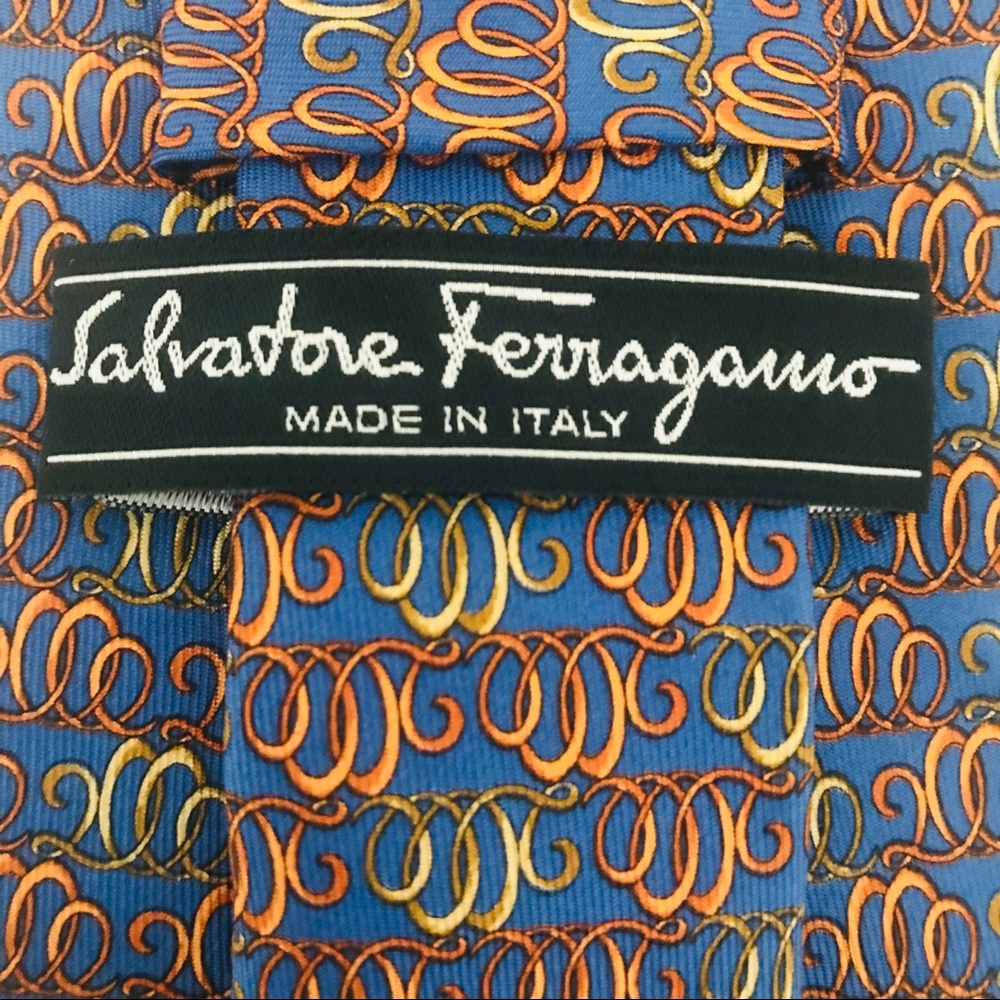 Salvatore Ferragamo Silk Tie: Cursive Ovals “2000”